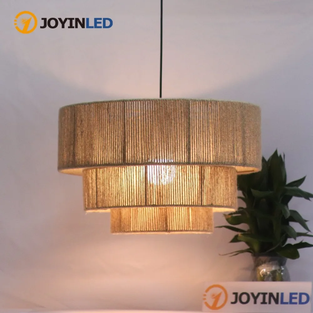 

JOYINLED Rattan Ceiling Light 3-Layer Boho Lamp Rattan Lampshade E27 Vintage Chandelier for Living Room Bedroom Dining Table