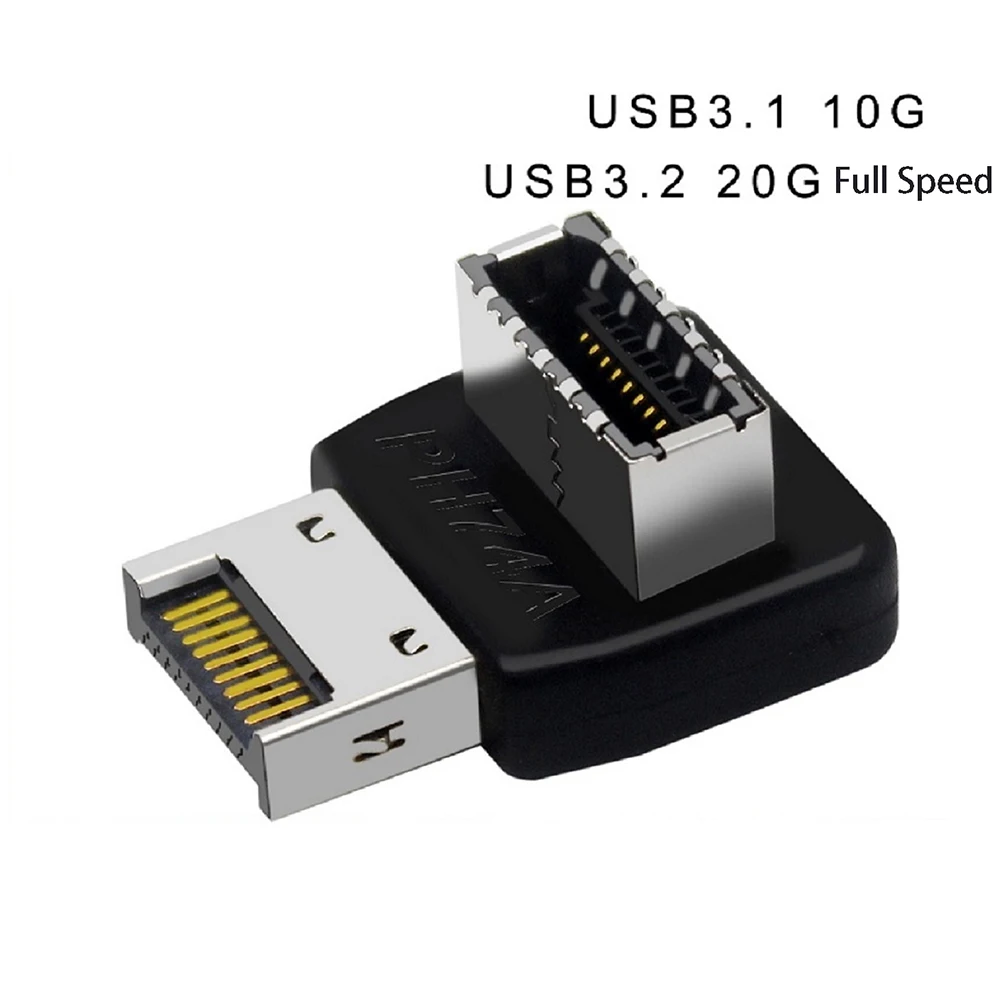 USB3.1 Type E Connector 90 Degree Angled Elbow Type C Converter Cable Splitter for Computer Mainboard Front Panel USB Adapter