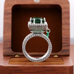 2026 Square Green Cubic Zirconia Rings Gorgeous Hollow Pattern Women Accessories Unique Wedding  Gift New Trendy Jewelry