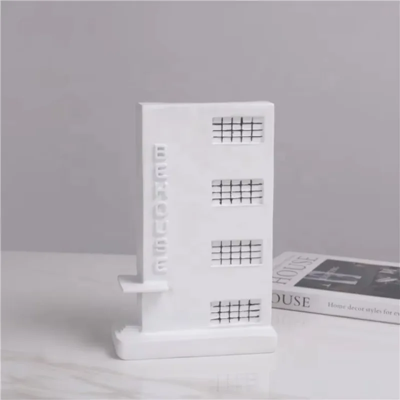Living White Building Art Resin Modern Geometric Ornaments Home Decor for Other Home Decor