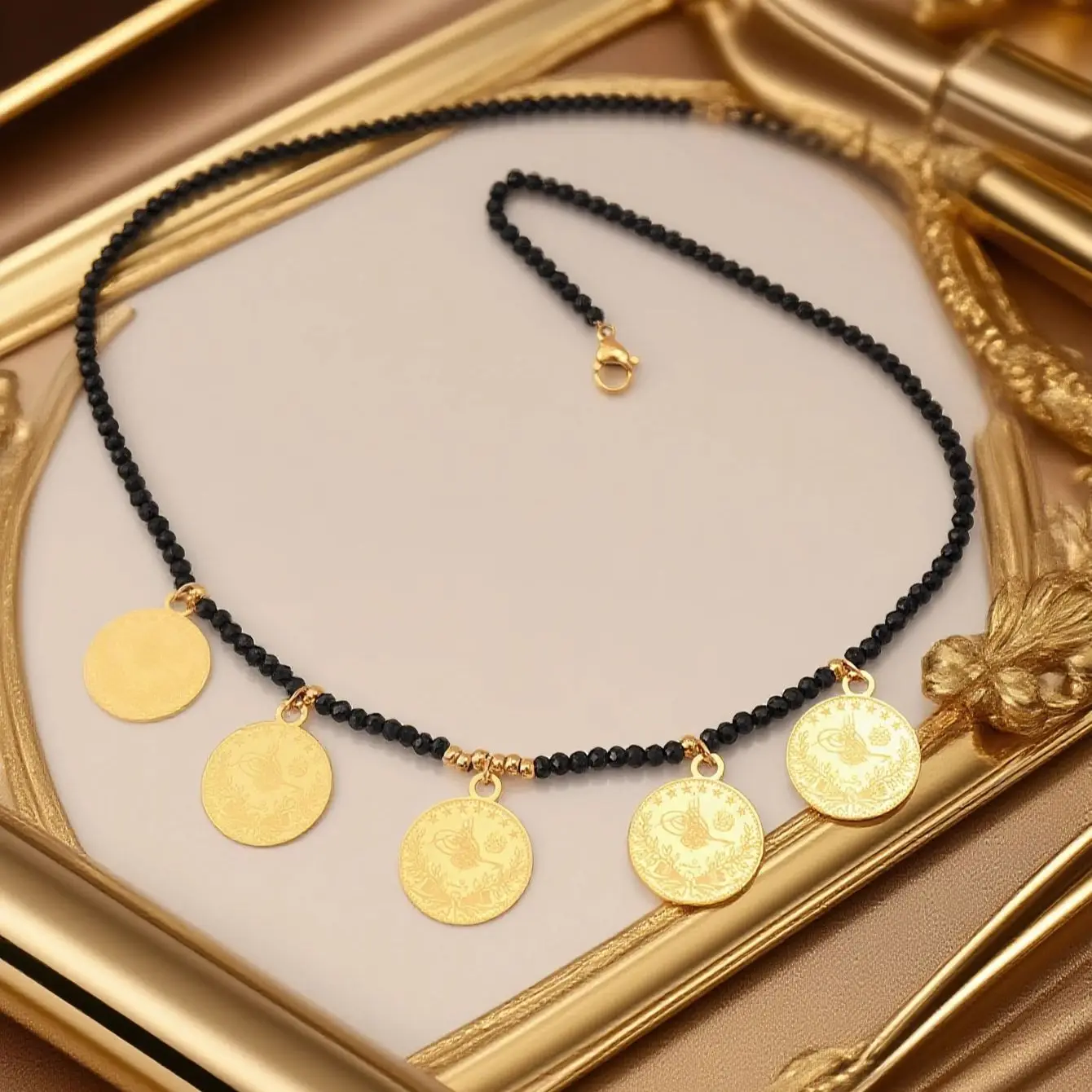 Turkish Totem Necklace for Women Arabic Coin Beads Kurdish Bridal Chain Middle East Fashion Jewelry