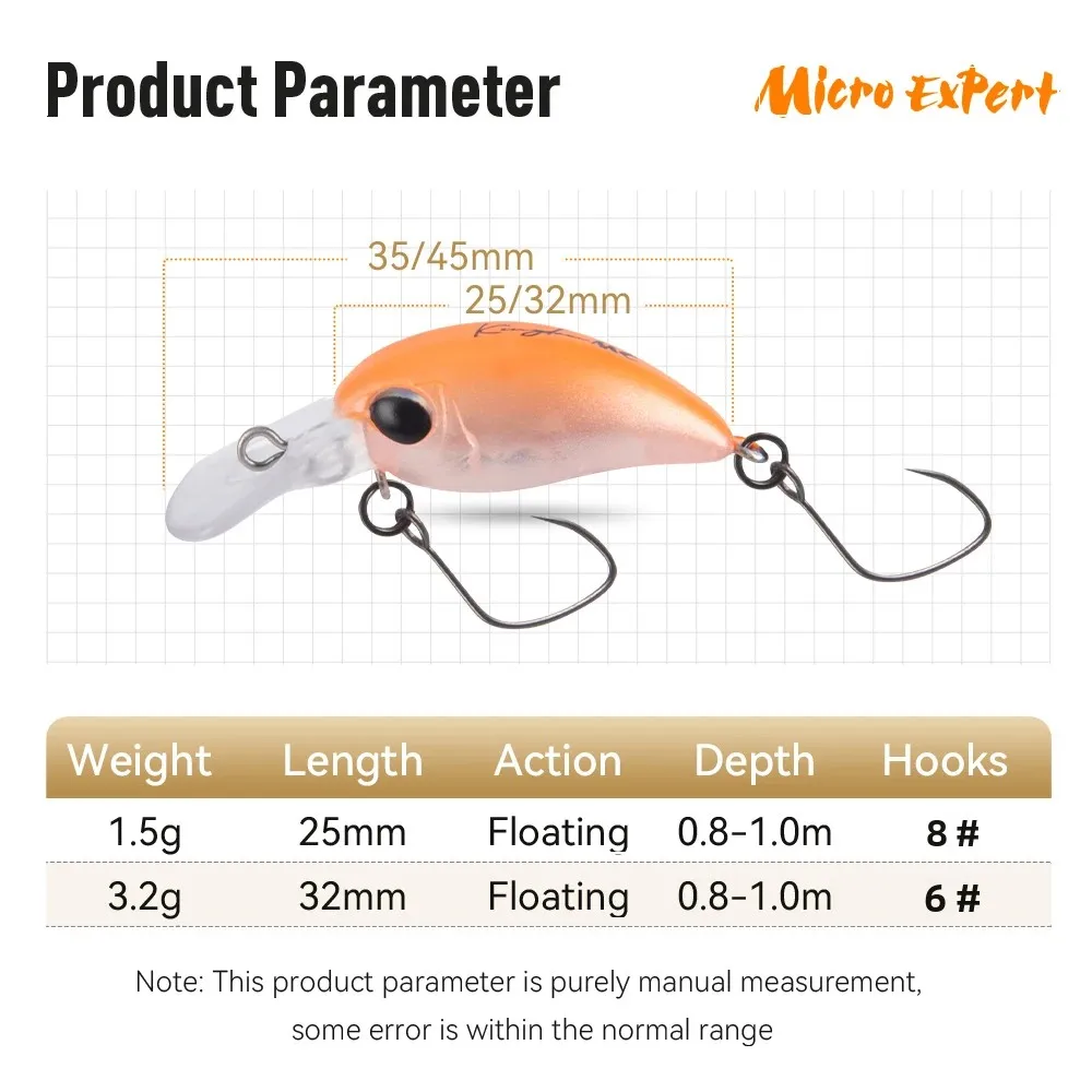Kingdom Fishing Lure Micro Expert Minnow 1,5 g 3,2 g 25 mm 32 mm Topwater Künstlicher harter Kurbelköder Wobbler Barsch Forellenköder