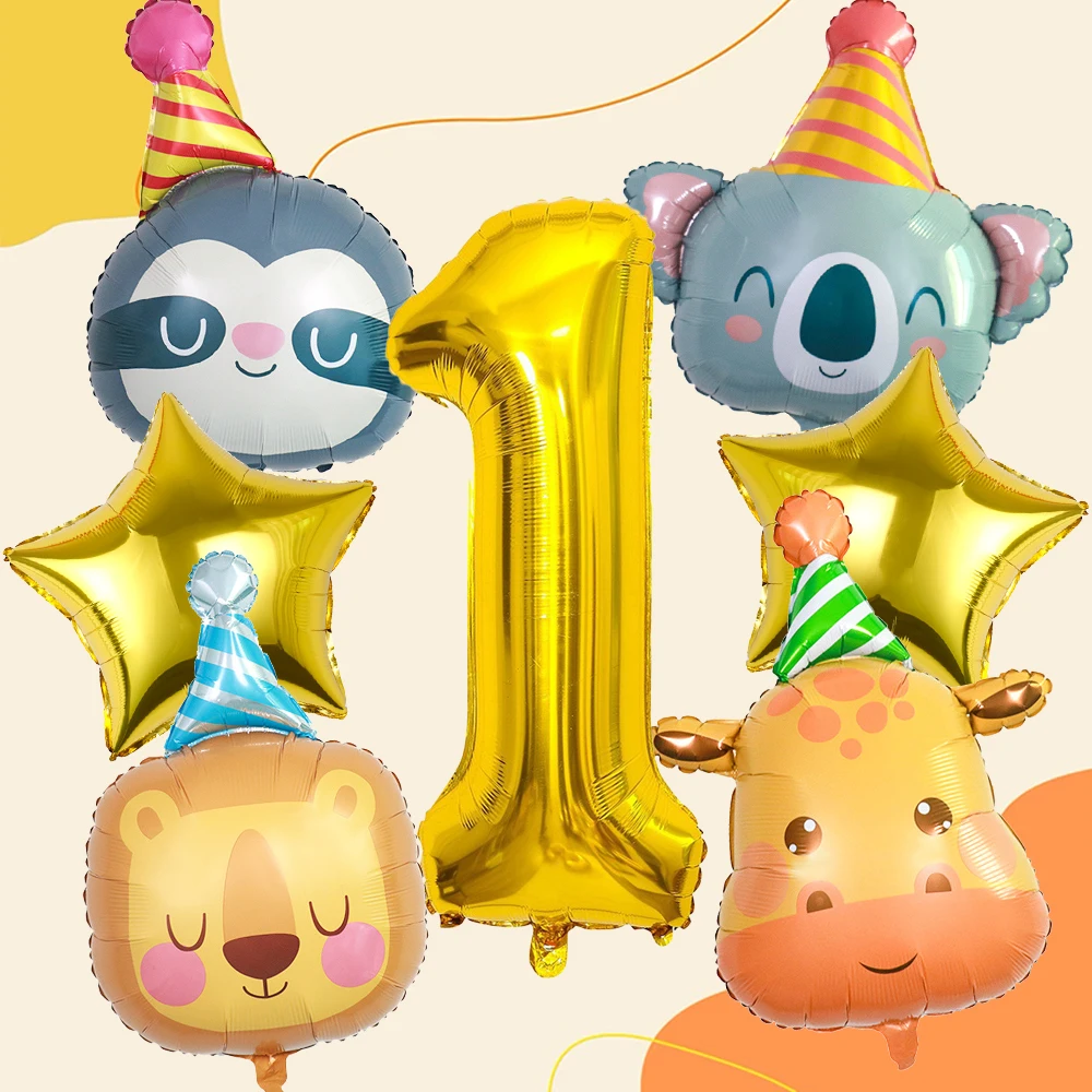 32-Zoll-Ballon-Set mit Tiermotiven und Löwen, Giraffen, Koalas für Geburtstag, Tierparty, Dusche, Jubiläumsfeier