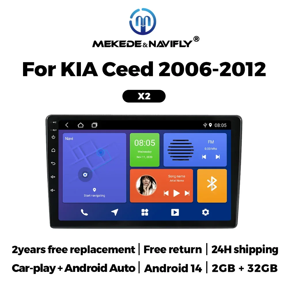 

9-дюймовый беспроводной CarPlay Android Auto стерео для Kia Ceed ED 2006-2012 WIFI 2Din автомобильный радиоприемник GPS мультимедийный плеер с кабелем рамки