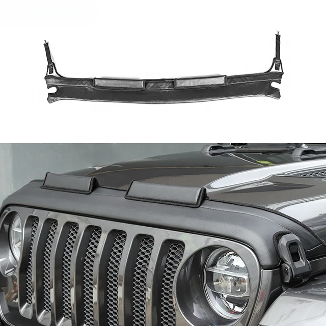 Auto Exterior Accessories PU Leather Car Protective Engine Hood Cover for Jeep Wrangler JL 2018+custom