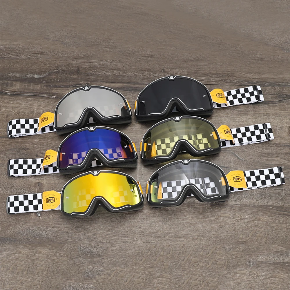 Nowe motocyklowe gogle retro okulary narciarskie na zewnątrz okulary przeciwsłoneczne Motocross kask jazda wyścigi kawiarnia wyścigi rower górski ATV