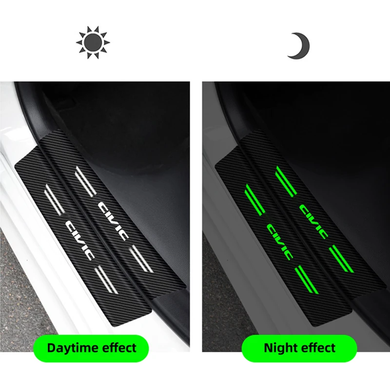 Luminous Car Stickers Door Sill For Honda Civic 6 8th 9th 11th G9 G10 2009 Car Trunk Threshold Strips Protector Auto Sticker