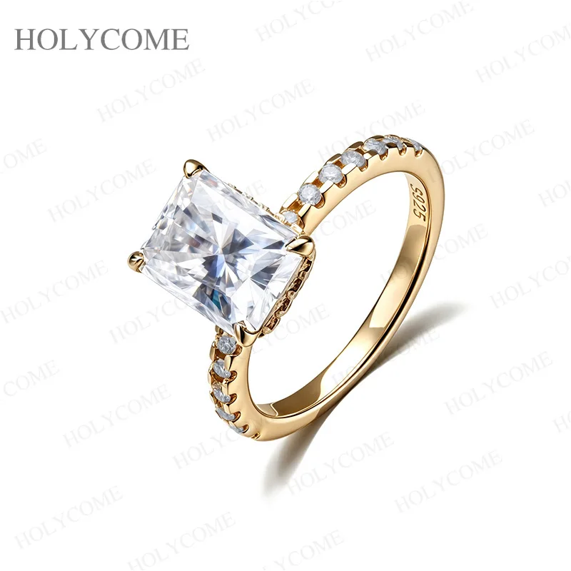 3CT Radiant Cut Moissanit-Verlobungsring GRA-Zertifiziert 925 Sterling Silber Halo-Diamant Eheringe für Damen Schmuck – Detail 2