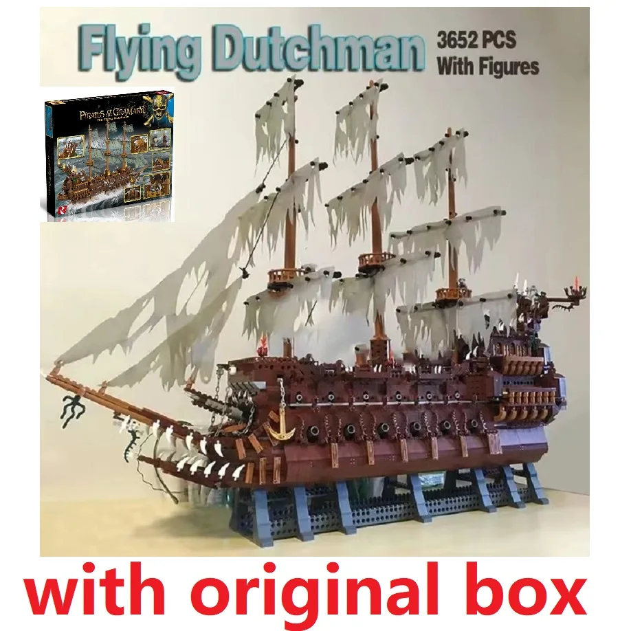 

С оригинальной коробкой, настольные украшения, игрушки для детей, праздничные подарки, 3658 шт., строительные блоки «Летающий голландец», 031013