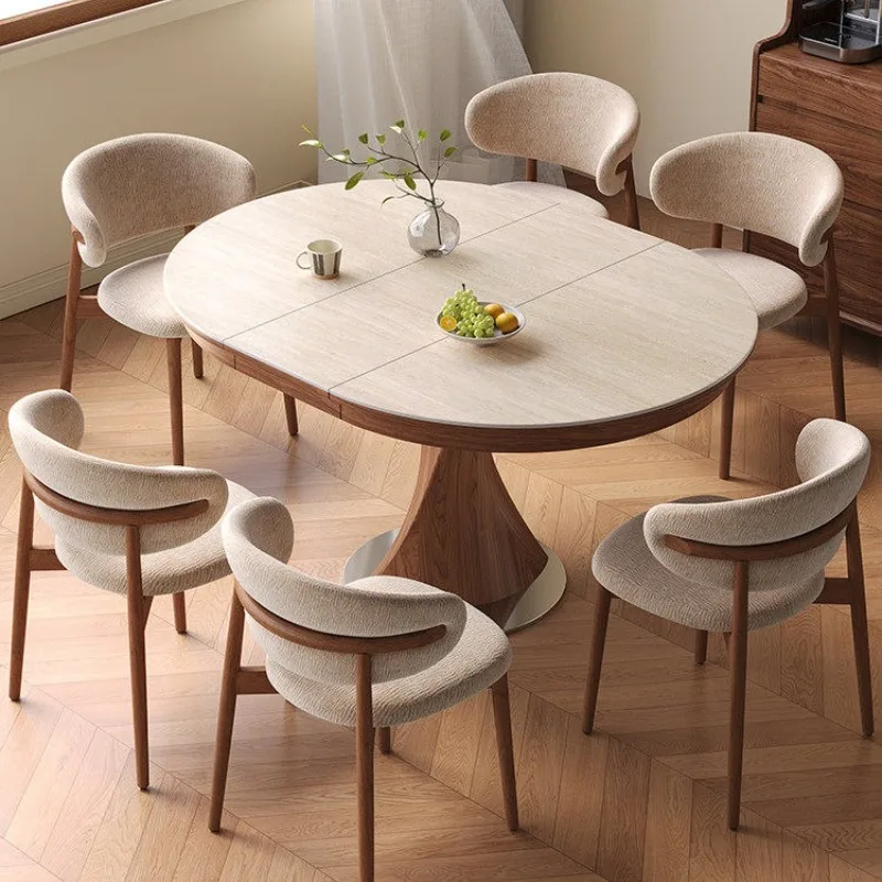 Any Size Custom Curved Edge Sintered Stone Dining Table Waterproof Anti Stain Easy Clean Minimalist Apartment Dining Room Decor