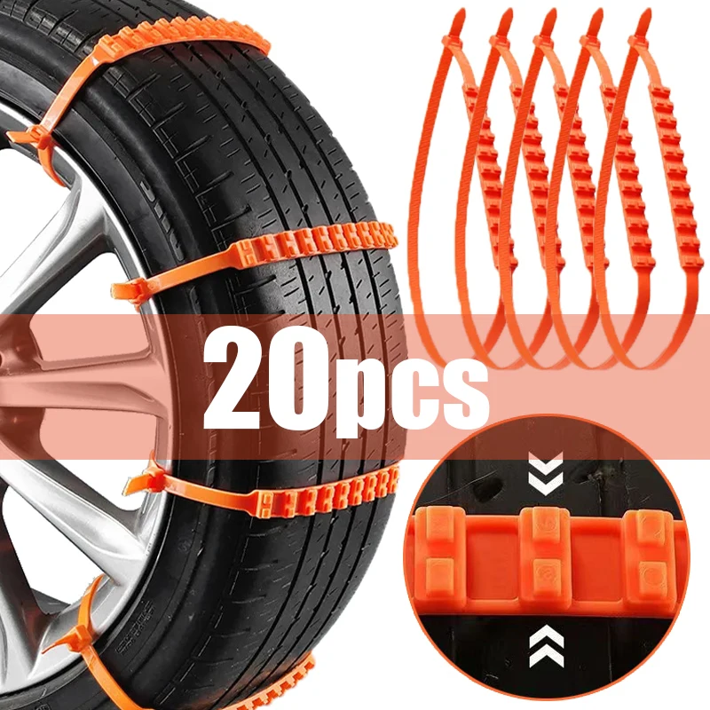 

10/20pcs Car Tire Chain Nylon Tire Chain Universal Suv Truck Auto Tire Wheel Anti-slip Security Chain Adjustable Snow for Safe