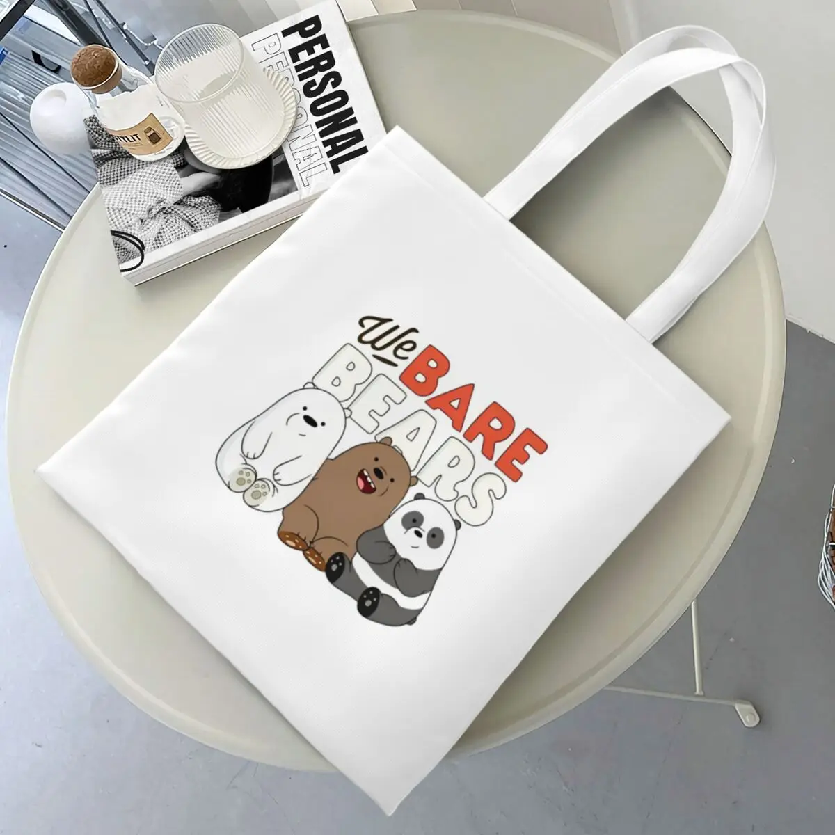 

We Bare Bears Pattern Tote Bags Women Handbag Foldable Student Cute Cartoon Bear Shoulder Bag Reusable Shopping Bag