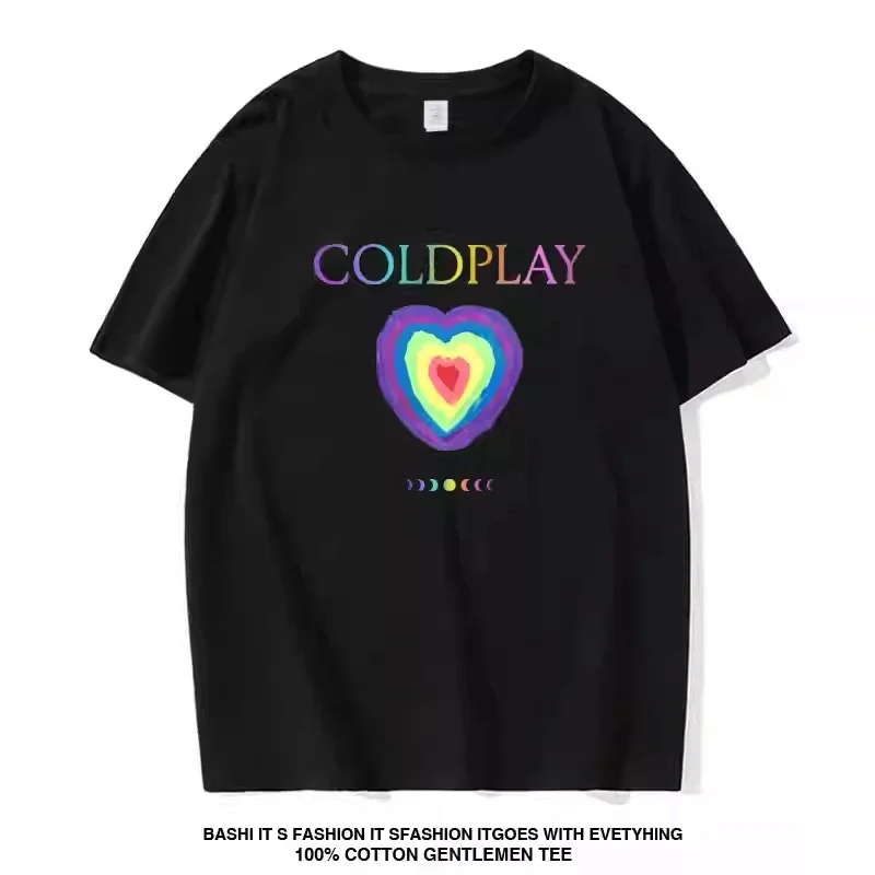 

ColdPlay с коротким рукавом для мужчин и женщин, новинка 2023 года, летняя классическая винтажная хлопковая футболка в стиле рок-панк High Street, трендовая свободная футболка с коротким рукавом