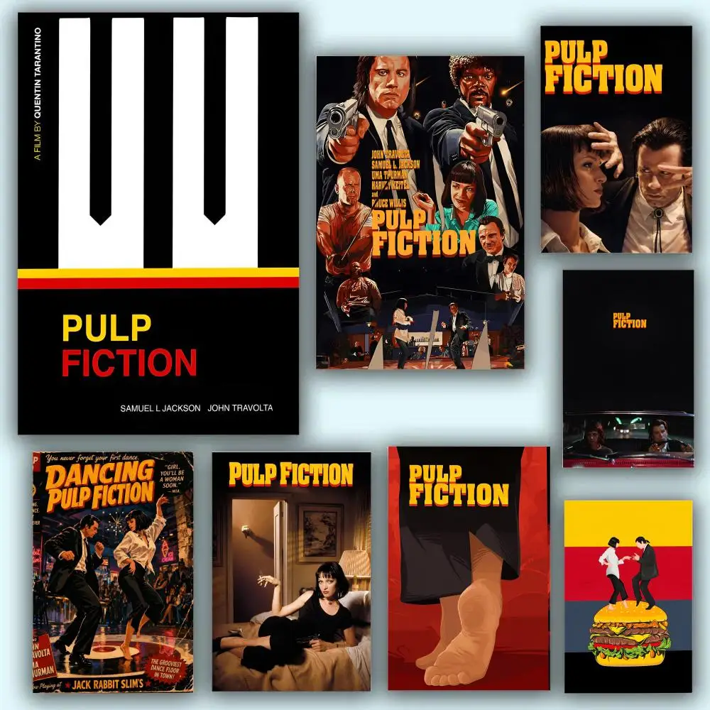 P-Pulp Fiction Movie Poster Stickers HD Painting Self-Adhesive Art for Bedroom Living Room Home Decor Modern Wall Decals Gift