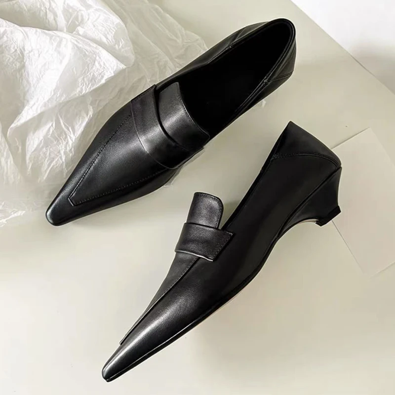 

Pointed Toe Women's Heeled Shoes Fashion Designer Loafers Shoes 2025 Autumn New Dress Luxury Office Sexy Zapatillas De Mujer