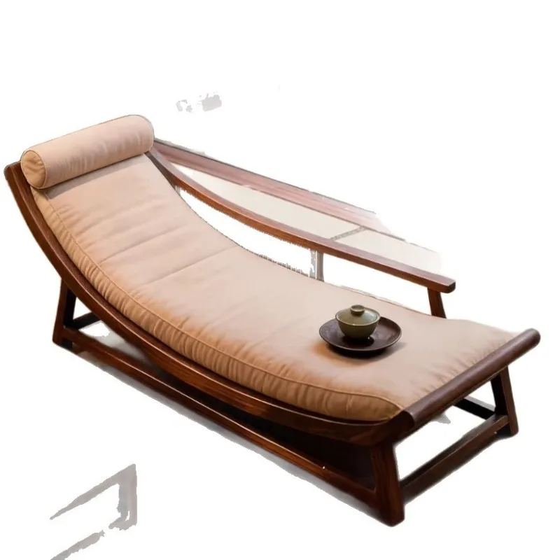 2026 Solid wood chaise longue sleeping couch beauty couch bedroom leisure sofa living room