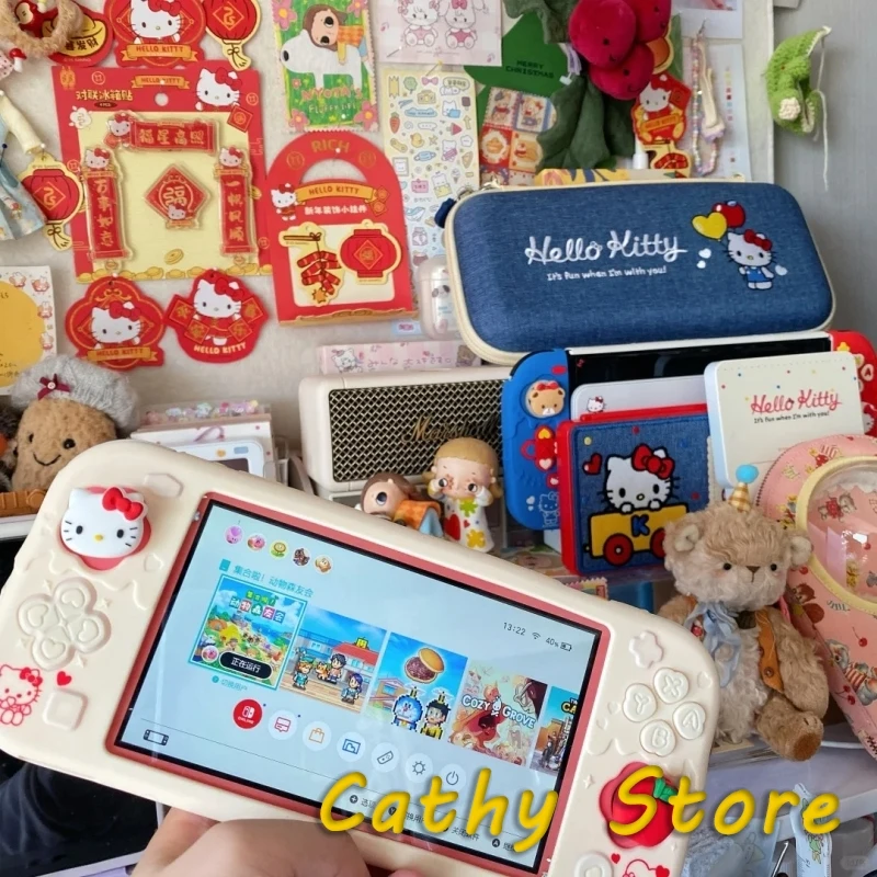 

Новый периферийный переключатель Sanrio Hello Kitty Cinnamoroll Kuromi, силиконовый защитный чехол, милый цифровой противоугонный геймпад, подарки