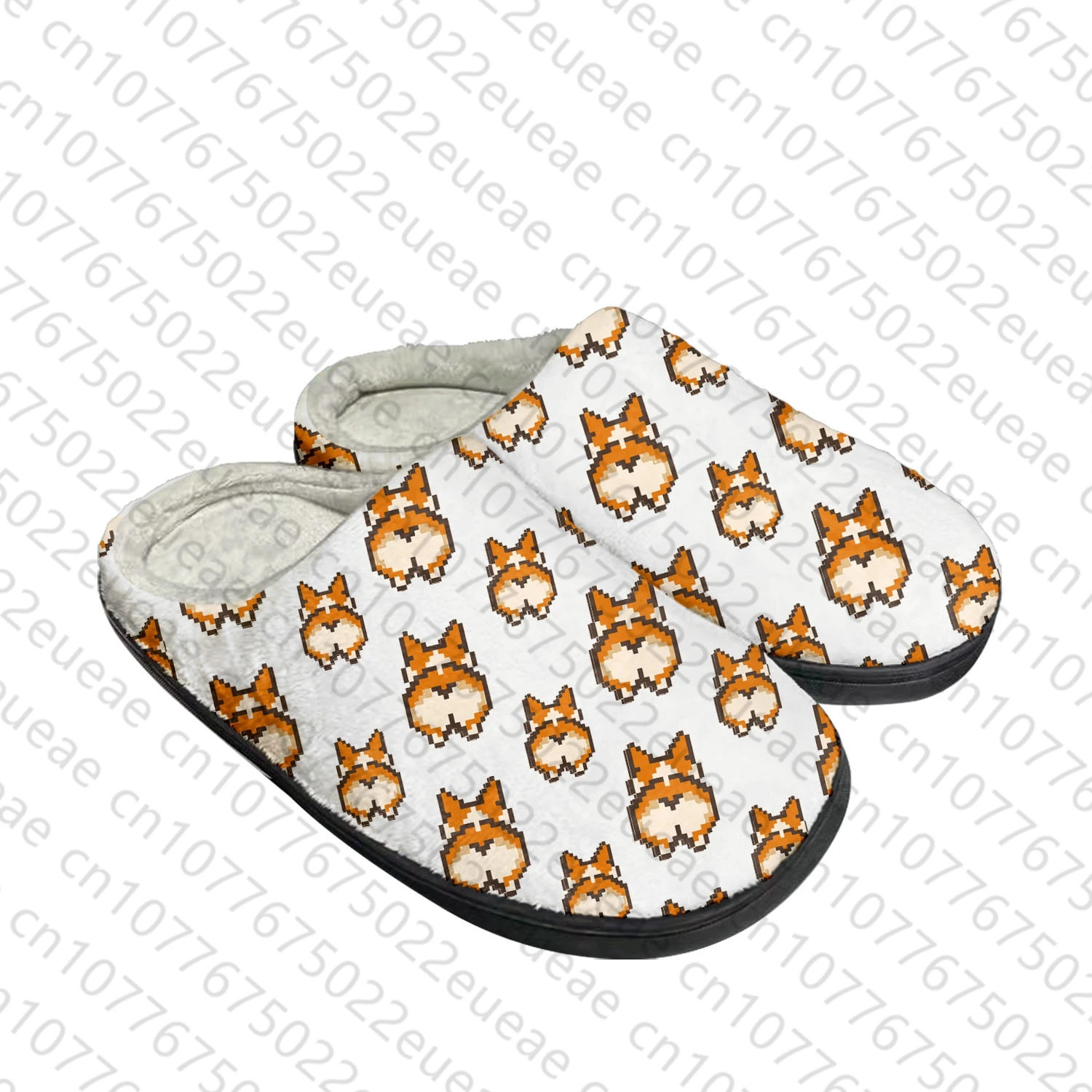 Corgi Butt Cute Pop Home Cotton Custom Slippers Mens Womens Sandals Plush Bedroom Casual Keep Warm Shoe Thermal Slipper Black