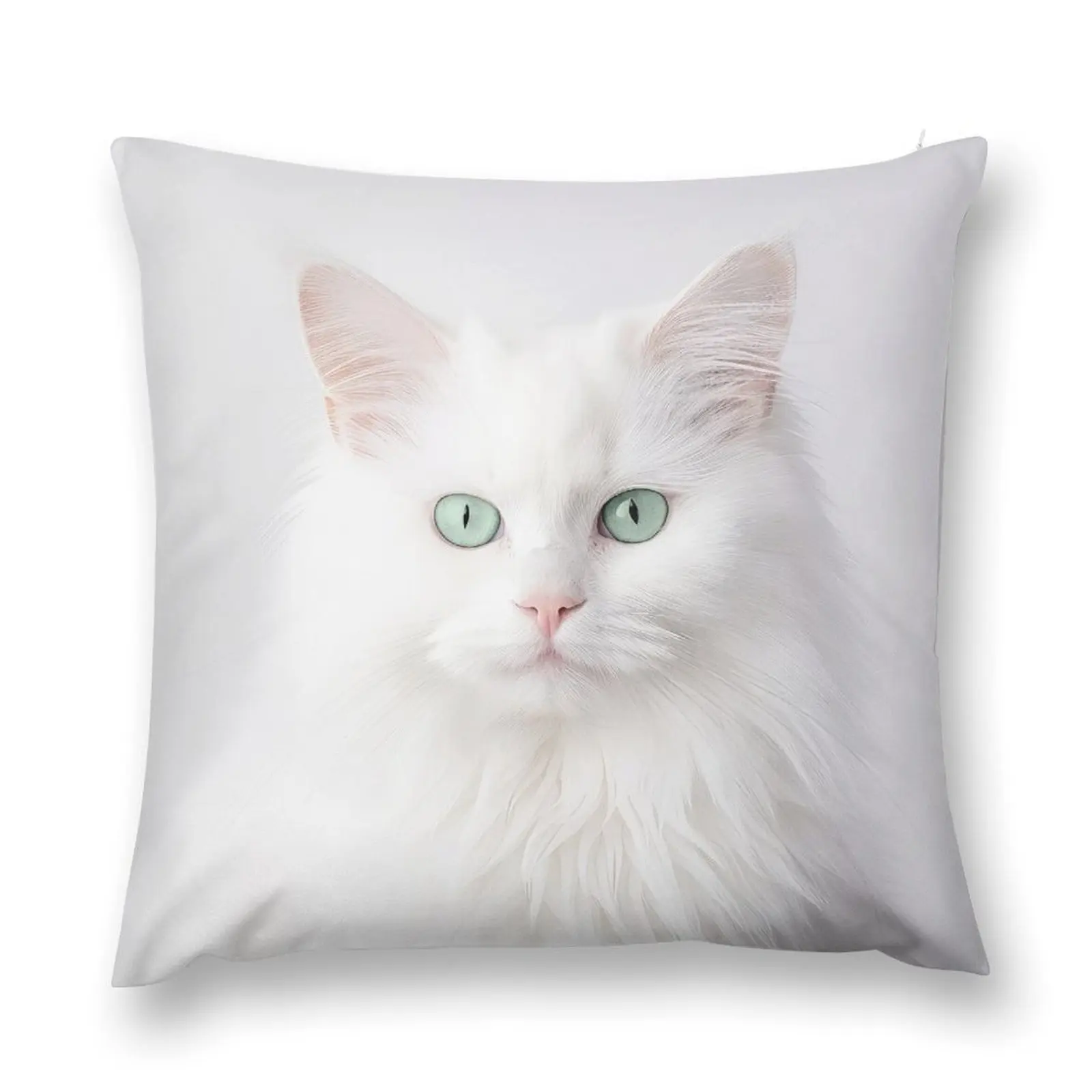 

White Persian Cat with Green Eyes Throw Pillow Pillow Decor Luxury Sofa Cushions pillow