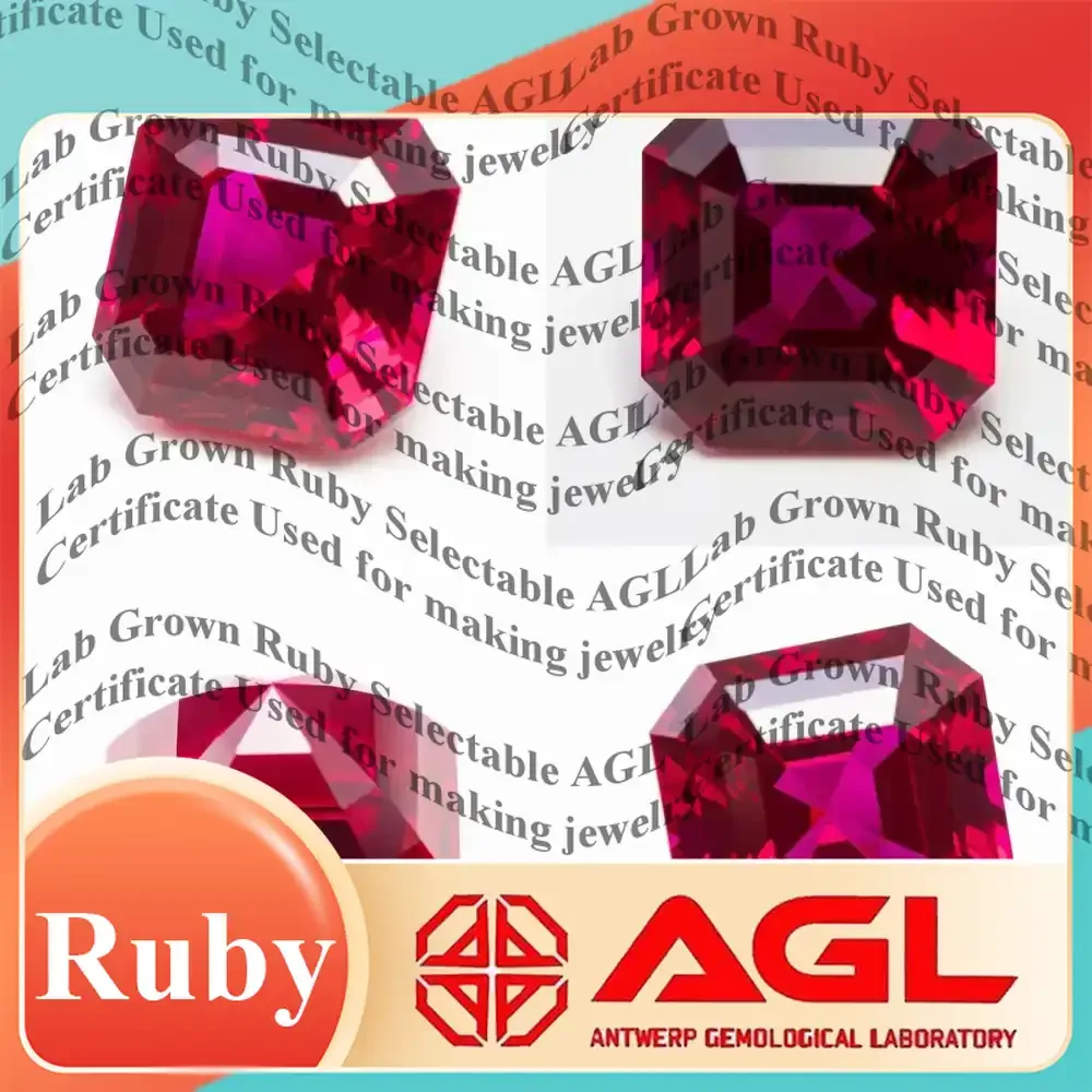 

Лабораторно выращенный рубин с огранкой Ашер, квадратный, VVS1, для изготовления ювелирных украшений своими руками, с возможностью выбора, с сертификатом.