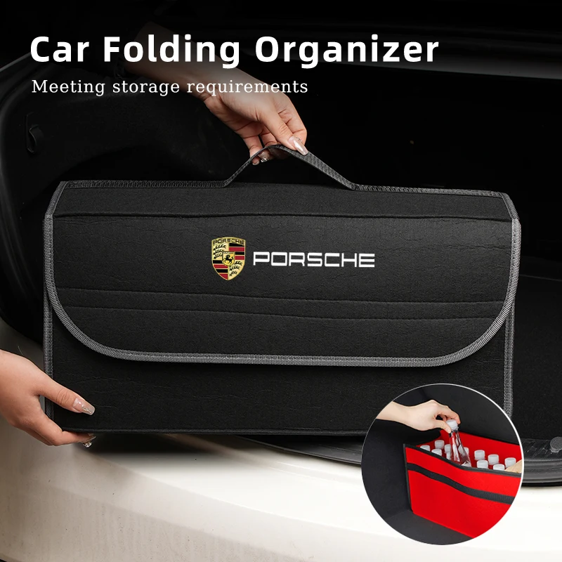 Caixa organizadora de ferramentas para carro, bolsa de armazenamento dobrável, porta-malas para 911 718 taycan panamera cayenne macan boxster cayman 918