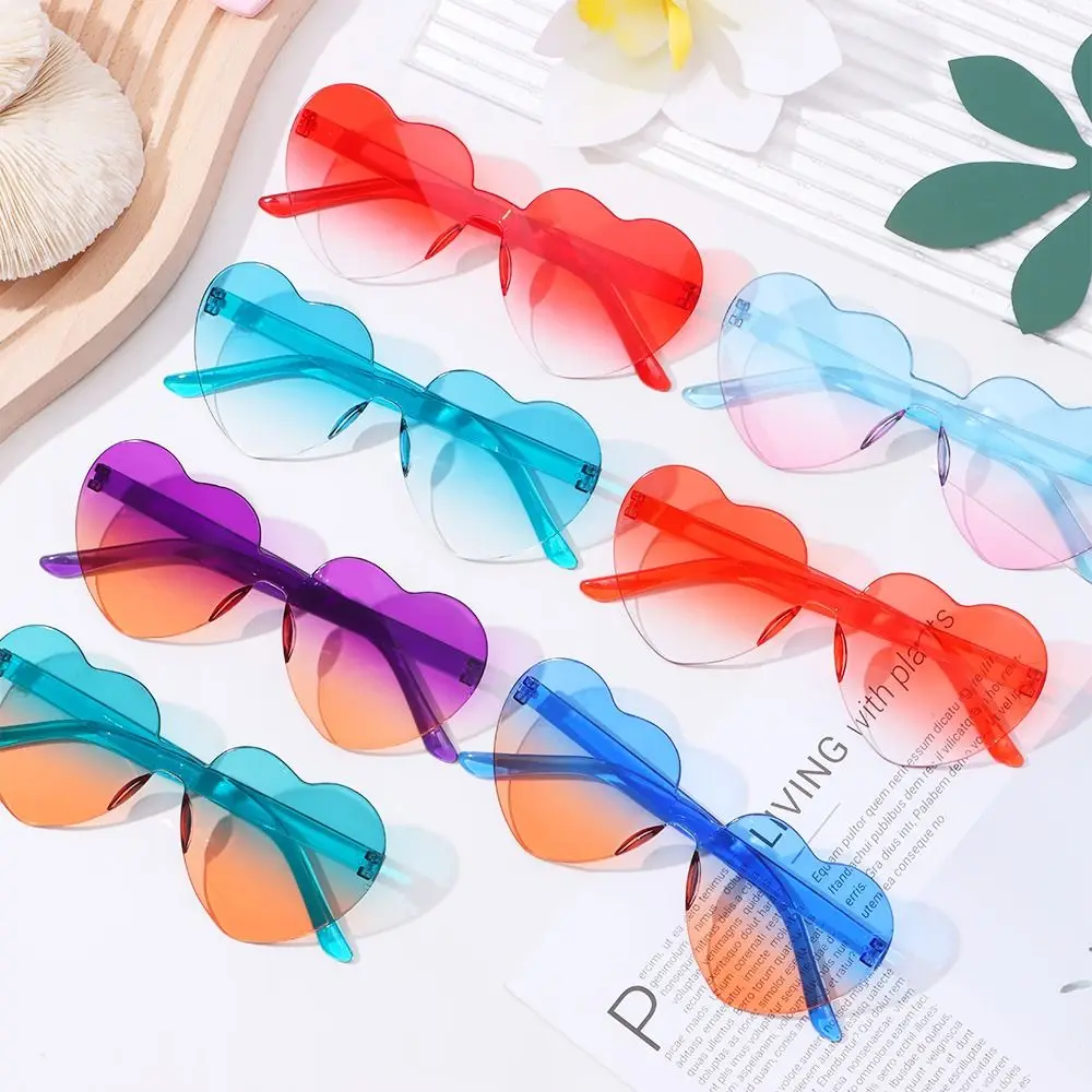 Funny Gradient Lenses Colorful Heart Glasses Heart-shaped Sunglasses Party Sun Glasses Shades