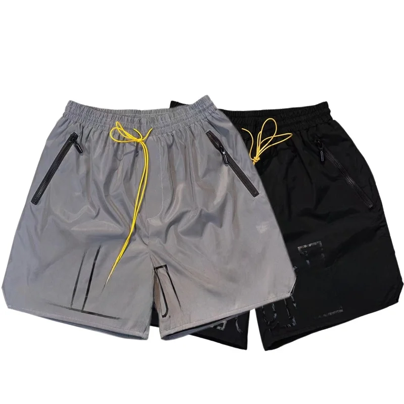 

Свободные нейлоновые орты со светоотражающим принтом для мужчин, уличные повседневные летние молодежные активные геометрические узоры средней длины...