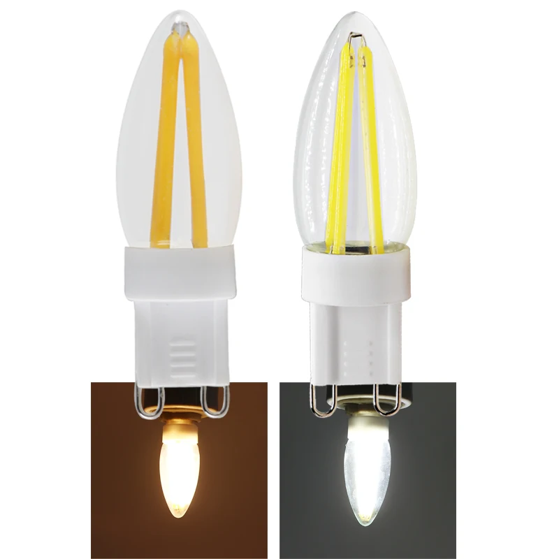 2pcs Lampara G9 Led filament Bulb COB 110v 220v 4W Dimmer Mini Candle Spotlight Home Chandelier Lighting Indoor Lamp Cool White