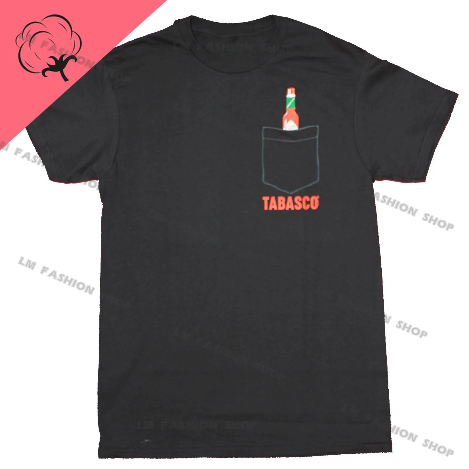 Tabasco Hot Sauce Graphic TShirts Men's Clothing Short Sleeve Tops Cotton Tees Women's Printed T-Shirt