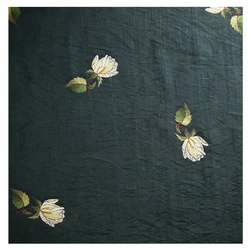 Silk Rose Embroidered Jacquard Fabric Summer Dress Shirt Hanfu Cheongsam Decorative Sewing Fabric