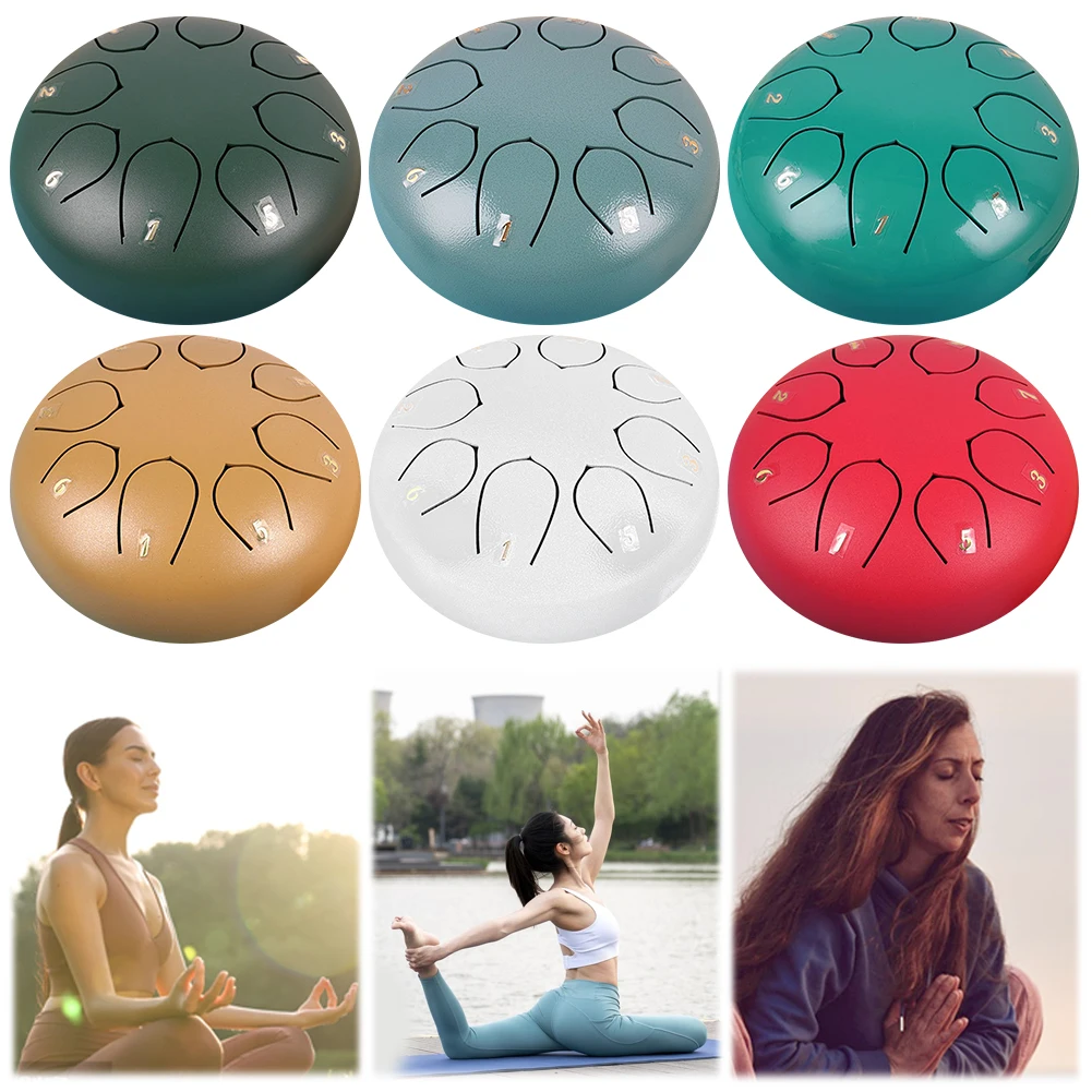 

6 Inch 8 Notes Handpan Drum with Bag Drumsticks Sound Healing Instruments Rain Drum Instrument for Yoga Meditation Unique Gift