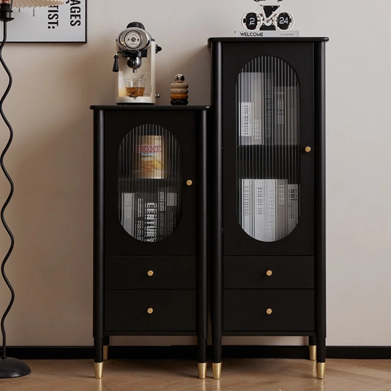 Modern simple solid wood high and low cabinet, living room wine cabinet, storage cabinet