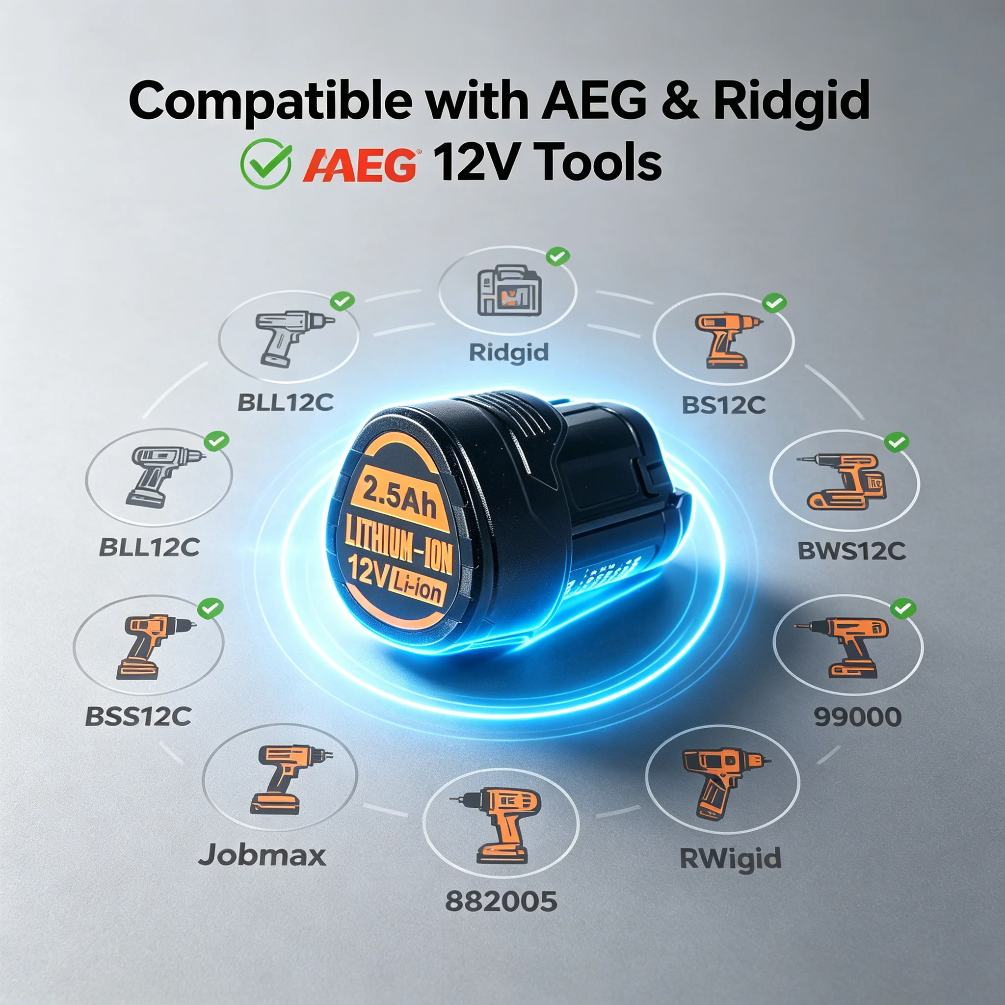 For Ridgid AEG 12V 2500mAh Rechargeable 18650 Li-Lon Battery For 12V AEG Ridgid L1215 BS12C,BS12C2,BSS12C L1215P L1215R