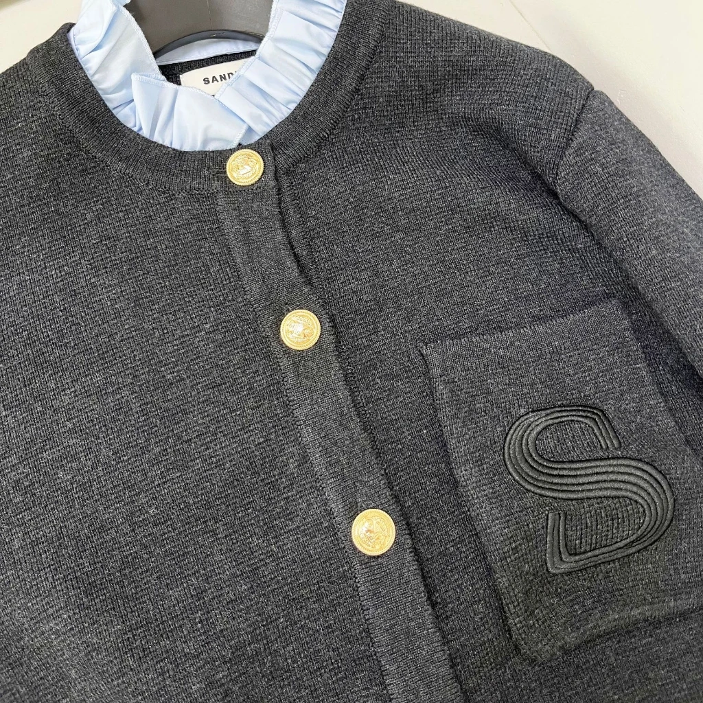 

S's Small Fragrant Dress with Detachable Neckline And Metal Buckle Embroidered Knitted Cardigan Top Jacket Women's Fashion