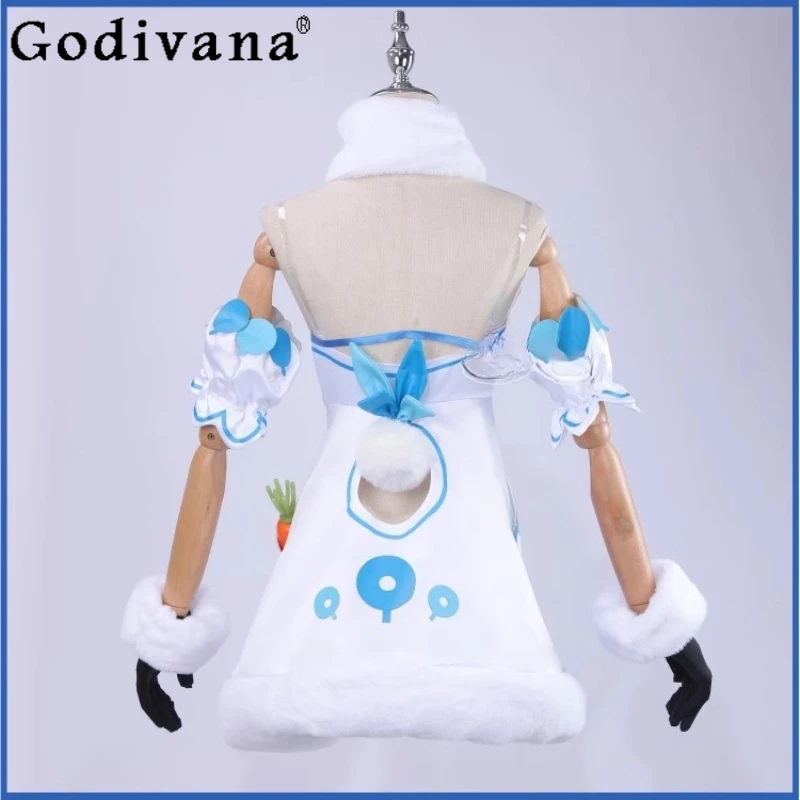 Costumi cosplay anime per ragazza di Halloween adorabile vestito Lolita uniforme set orecchio donna V Tuber Hololive trecce vestito da coniglietto