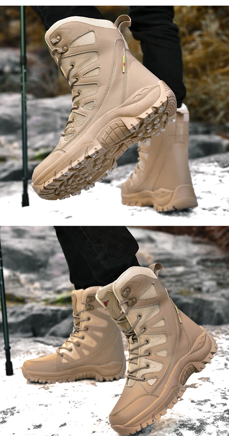 Winter Männer Motorrad Taktische Stiefel Frauen Lace Up Armee Wüste Damen Komfortable Klettern Wanderschuhe Anti-Slip Jagd Stiefel – Detail 17