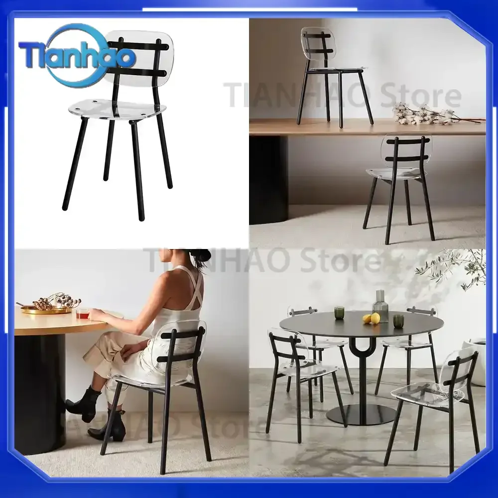 Simple Modern Acrylic Transparent Dining Chair Net Red Light Luxury Home Chair Bar Stool for Kitchen Dining Room Bar
