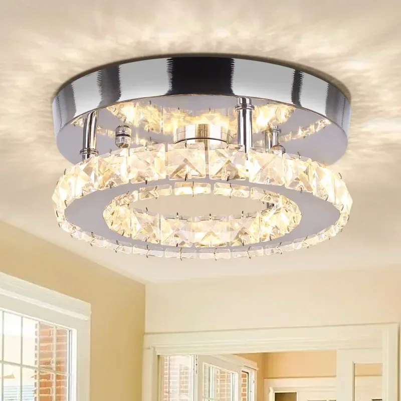 2024 New Modern FRIXCHUR LED Round Crystal Chandelier Ceiling Lamp Home Applianc Room Decor Small Mini Simple for Kitchen Stairs