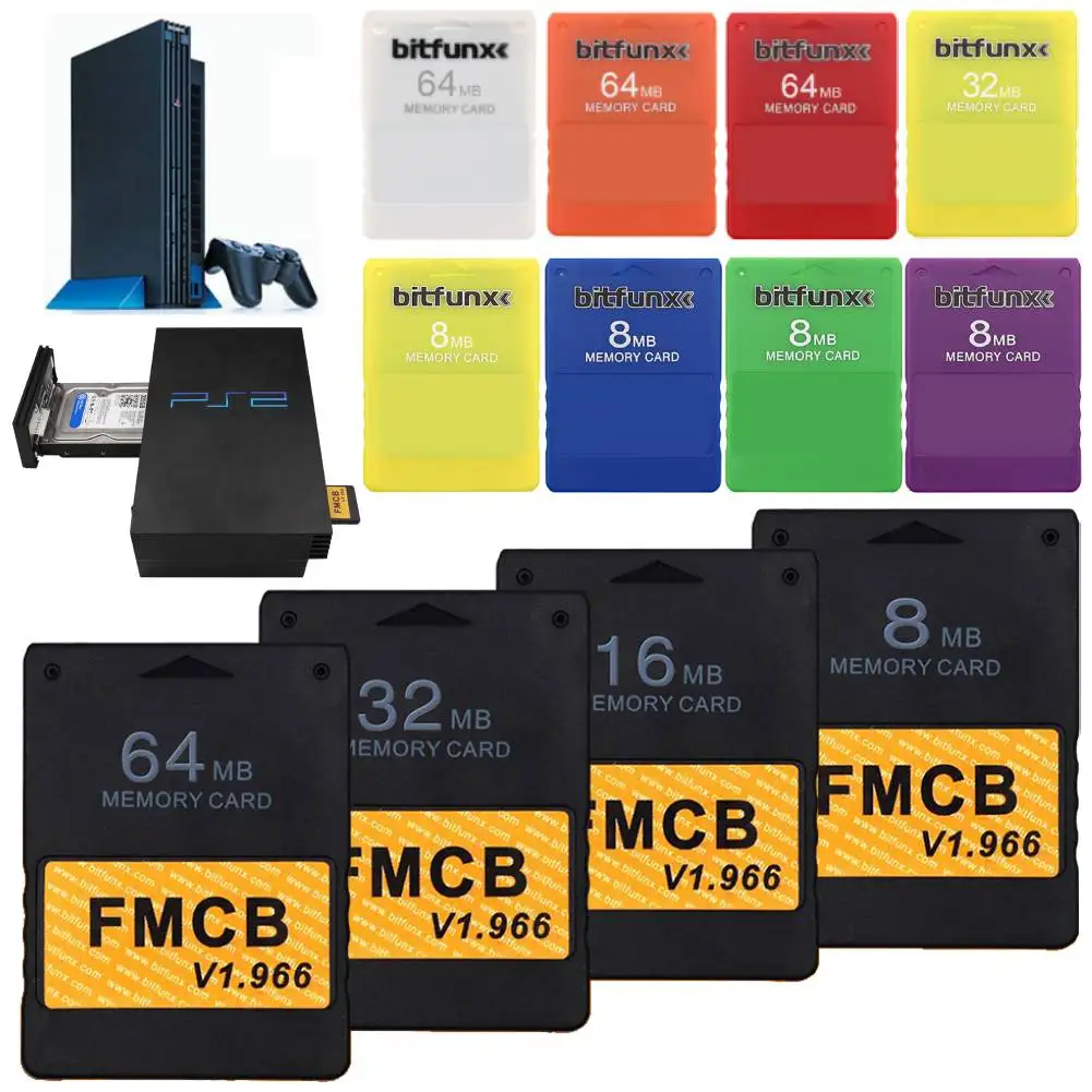 Tarjeta de memoria FMCB gratis McBoot v1.966, 8MB/16MB/32MB/64MB, tarjeta de memoria para Sony PS2 PS2 FMCB, tarjeta extendida, reemplazo de ahorro de juego