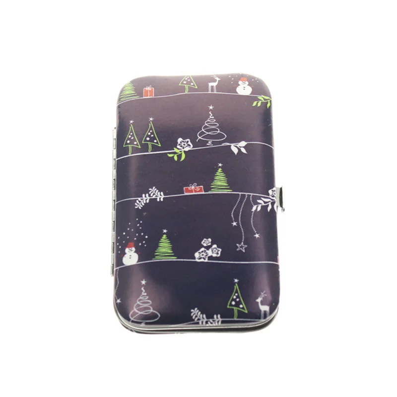 6Pcs/Set Snowman Printed Professional Women Girls Kid Men Holiday Birthday Christmas Gift Present Travel Manicure Tool Kit Set