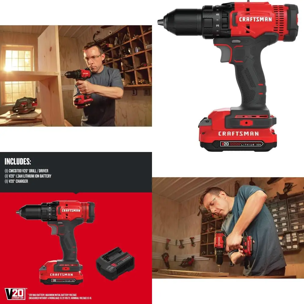 

V20 Cordless Drill/Driver Kit, 1/2 inch, Battery and Charger Included (CMCD700C1)