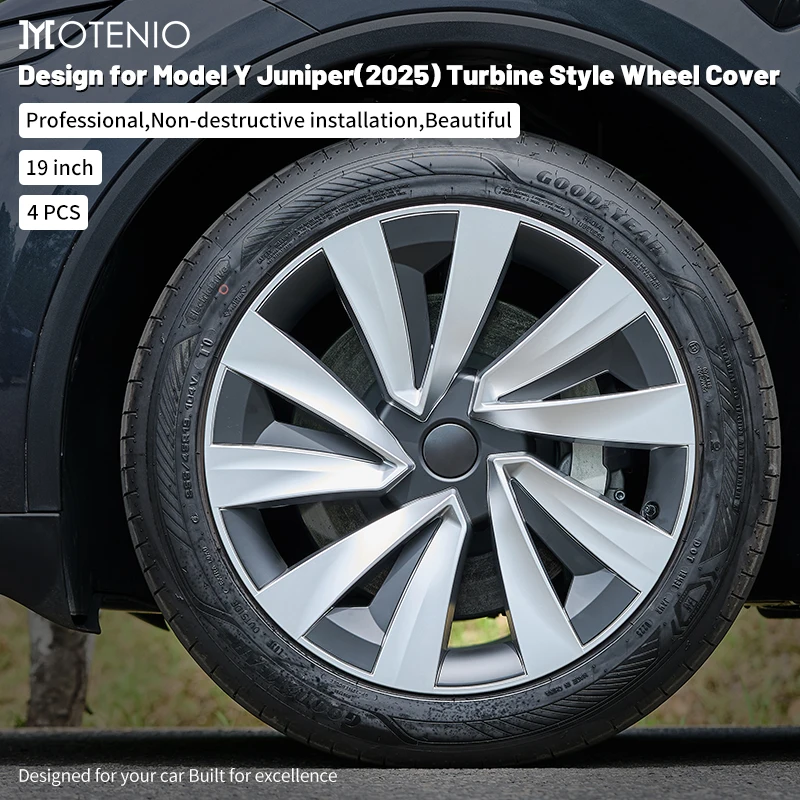 4 pièces pour Tesla Model Y Juniper 2025-2026, enjoliveurs de roue 19 pouces, couvre-roues de remplacement, enjoliveurs de moyeu de roue, accessoires de couverture de jante complète