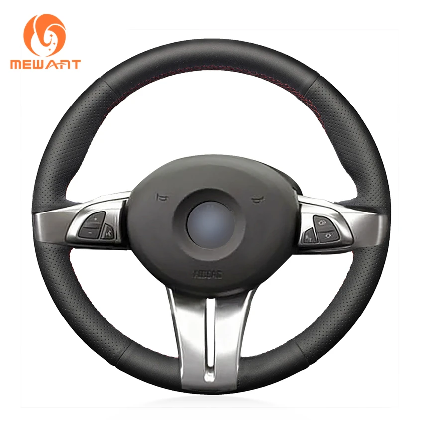 

MEWANT Black Artificial Leather Car Steering Wheel Cover for BMW Z4 E85 (Roadster) 2003-2008 E86 (Coupe) 2005 2006 2007-2008