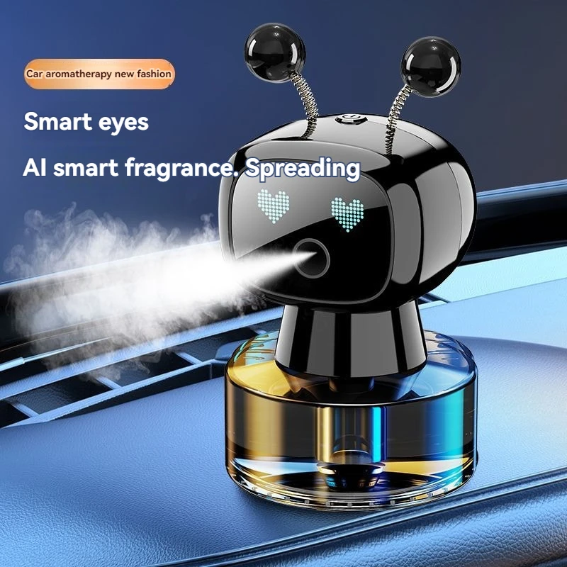 XMSJ Smart Car Air Freshener AI Rechargeable Car Aroma Diffuser Smart eyes 4 Levels of Adjustable Intelligent Car Diffuser Gift