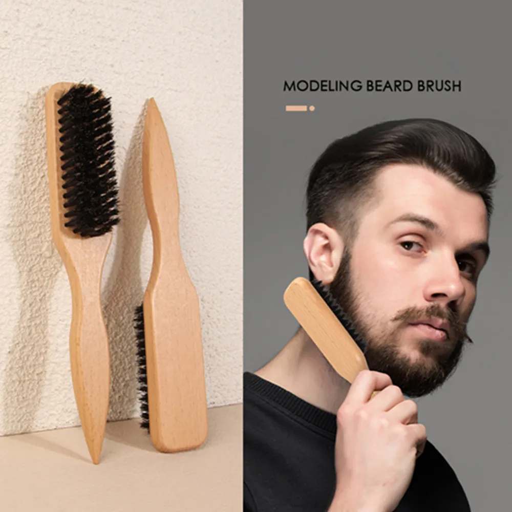 Wood Boar Bristle Hair Brush Backcombing Design Smooth Finish Slick Back Hair Brush Teasing Function Flyaways Control