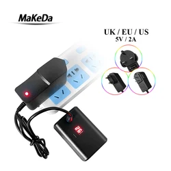 Makeda-リチウム電池用レーザーレベル充電器,1個,100v-240v 5v 2a/us/ukプラグ,DC 5.5x2.1mm,電源アダプター18650mm