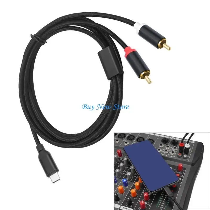 

20CE USB C To 2RCA Audios Cord For HiFi Systems Turntables Phones Tablets Laptops