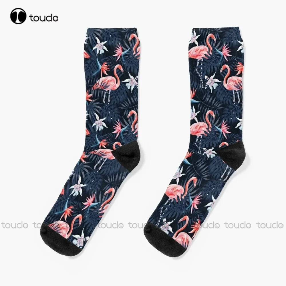 Flamingo  Socks Yellow Socks Personalized Custom Unisex Adult Teen Youth Socks 360° Digital Print Halloween Christmas Gift