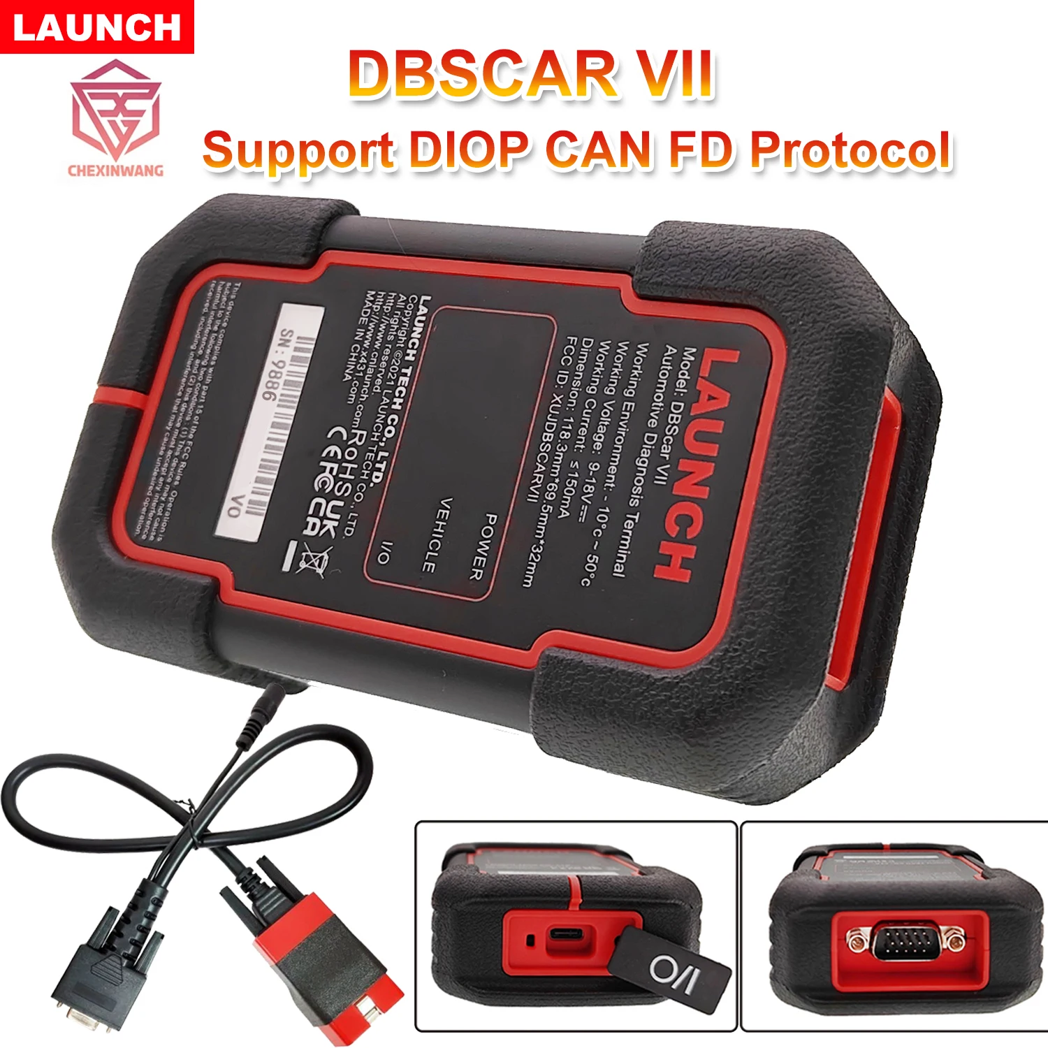 Original Launch DBScar VII DBScar7 Bluetooth Support DIOP CAN FD Protocol DBSCAR 7 Connecteor OBD2 Code Scanner Diagnostic Tool