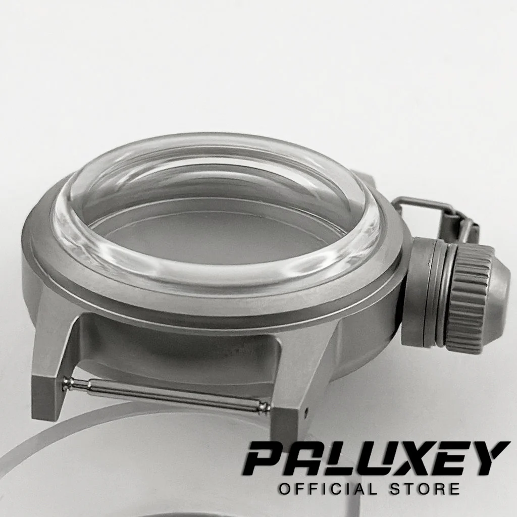 NH35 Estilo Vintage 36mm jateado de arena inoxidable Frogman caja de reloj de buceo cristal de zafiro arqueado adecuado para movimiento NH34 NH35 NH36